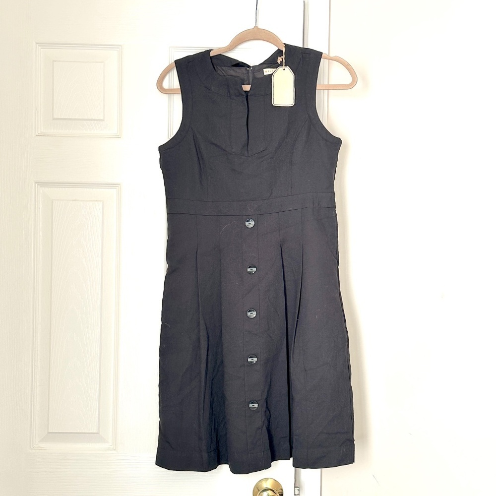 Brand New Tulle Black Sleeveless Dress Medium Tailored TieBack A Line Work Wear